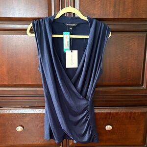 41 Hawthorn Navy Sleeveless Wrap Blouse
